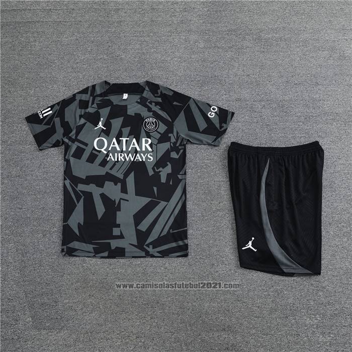 Fato de Treino Paris Saint-Germain Manga Curta 2022-2023 Cinza - Calcas Curta
